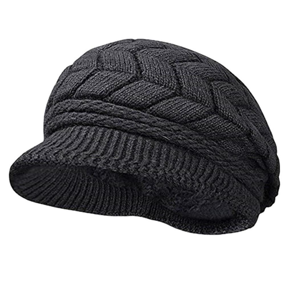 Winter Striper Knitted Cap Ear Protection Thicken Knit Hat Solid Color Women Beret Cap  Women Girls