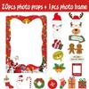 Christmas Themed Photo Props Kit With Paper Frame And Fun Accessories Cartoon