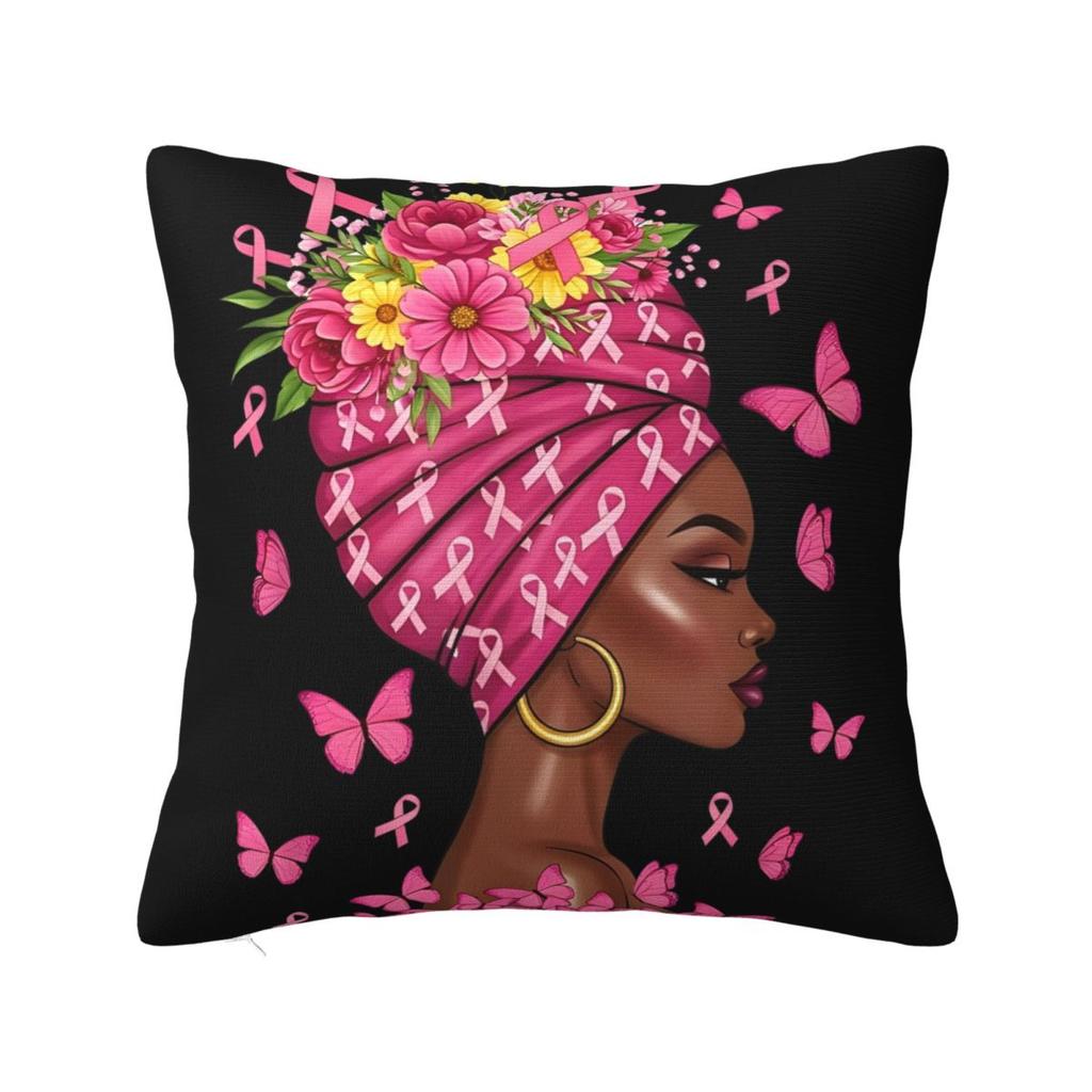 For Breast Cancer Support With Pink Ribbon Pillowcase Polyester Cushion Cover Decor Throw Pillow Case Cover Home Zipper 4040cm
