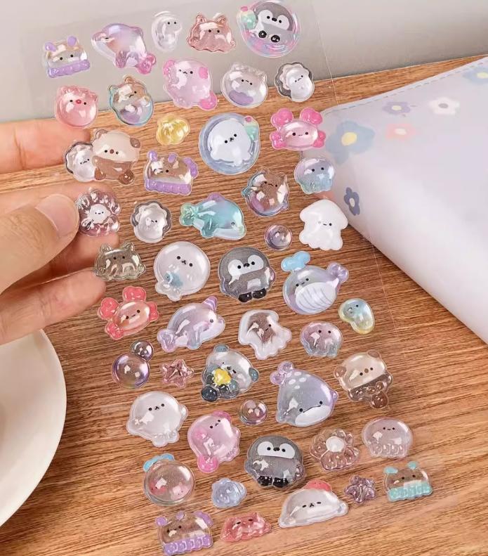 New Funny Sweet  Ice Cream Pets Drop 3d Relief Sticker Scrapbooking Diy Diary Decor Journaling Stationery Kawaii Stickers