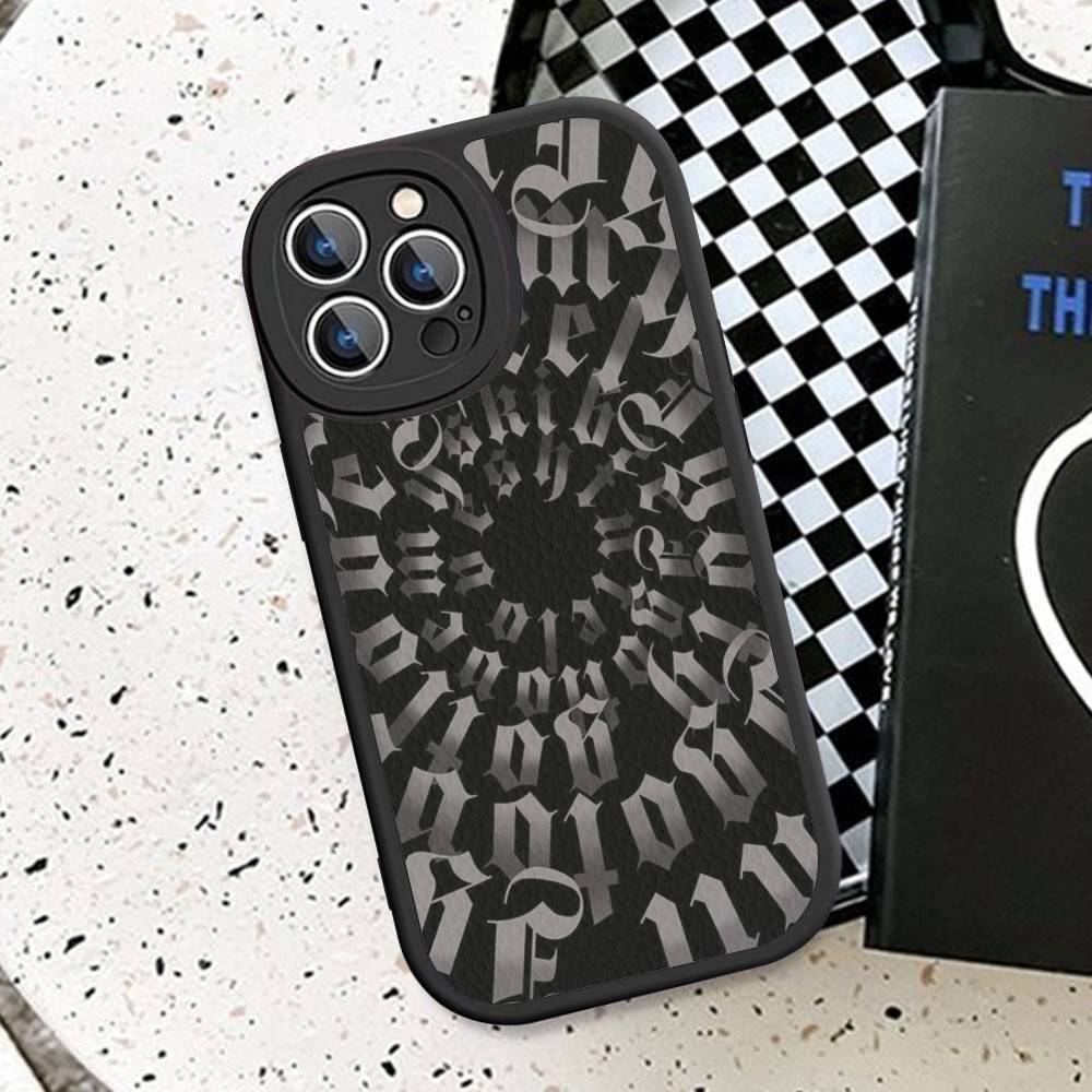 Coole Schwarze Graffiti Handyhülle Hartleder Für iPhone 16 15 14 13 12 Mini 11 14 Pro Max Xs X Xr 7 8 Plus Fundas