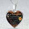 To My Daughter Heart Pendant Necklace Sunflower Inspirational Necklaces For Children Birthday Gifts