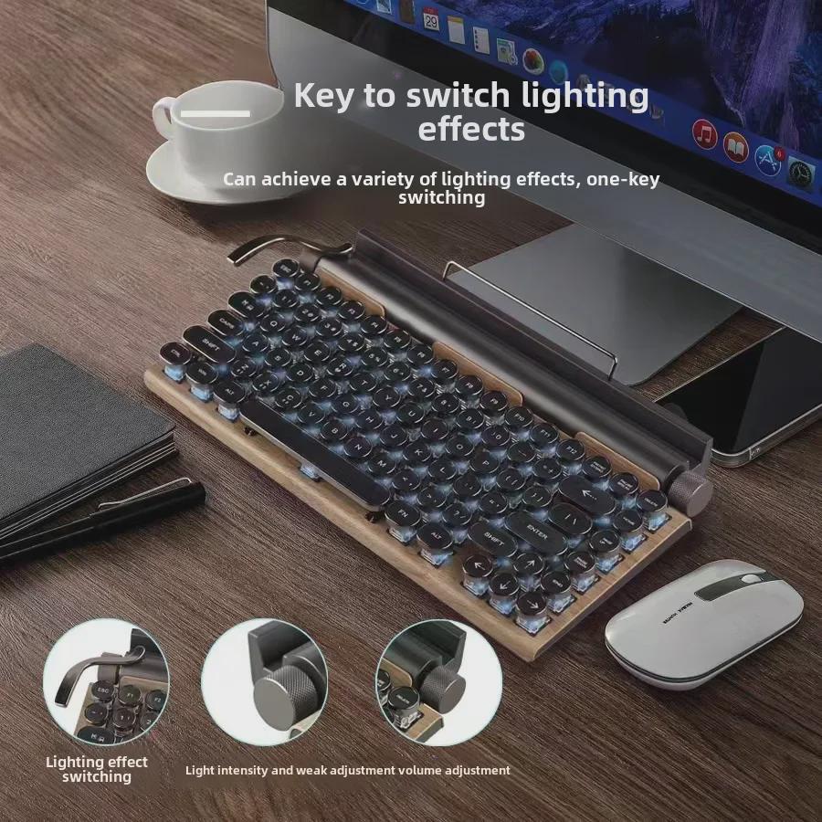 Wireless Retro Steampunk Mechanical Typewriter Keyboard for Mobile Phones & Tablets