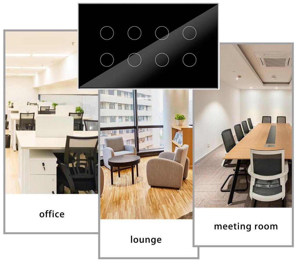 Zigbee 8-Way Smart Touch Panel Switch for Hotel Room Lights - Alexa Compatible Remote Wireless Control