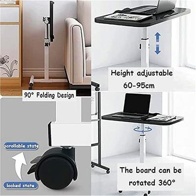 Mesa para Laptop com Gaveta Prato Giratório 360° Tiras Duplas Antiderrapantes Altura Ajustável Dobrável Portátil Mesa de Cama para Estudantes