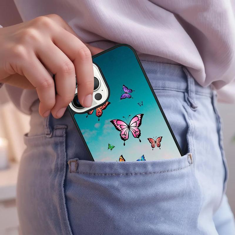 Cute Aesthetic Butterfly Phone Case For iPhone 17 Air 15 16e 14 13 Pro Max Coque 12 11 Pro Max PLUS cover