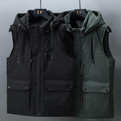 Plus Size L-7XL Winter Men's Sleeveless Jacket Hooded Casual Thick Warm Vest For Outerwears