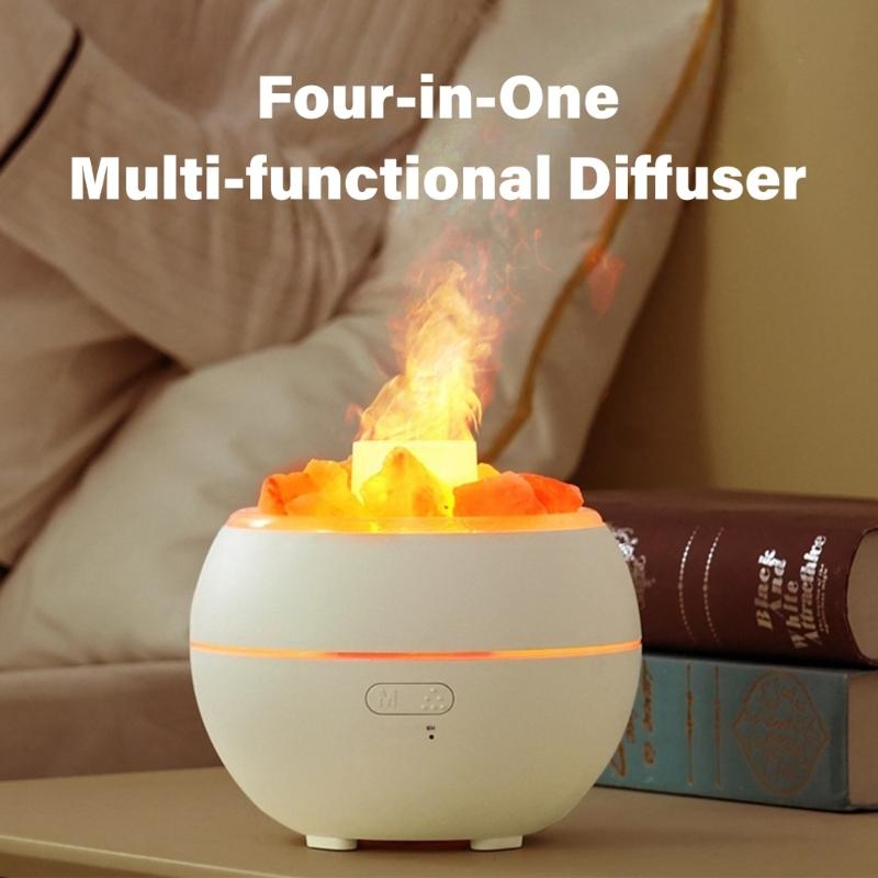 Salt Stone Flame Cracked Design Humidifier Scent Diffuser Air Purifier4 in 1 Multifunctional for Home Office