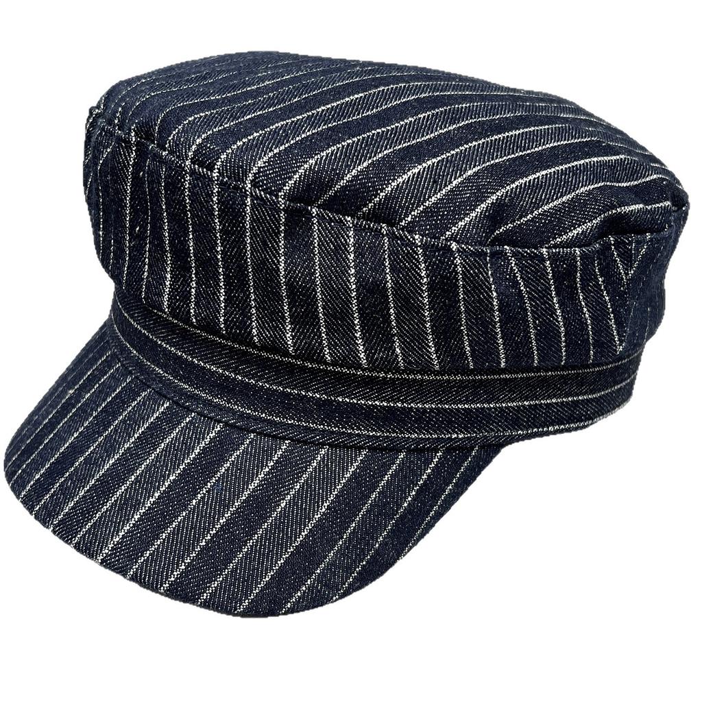 Nautical High-End Striped Flat-Top Octagonal Hat Men'S And Women'S Autumn Painter Beret Versatile Forward Hat