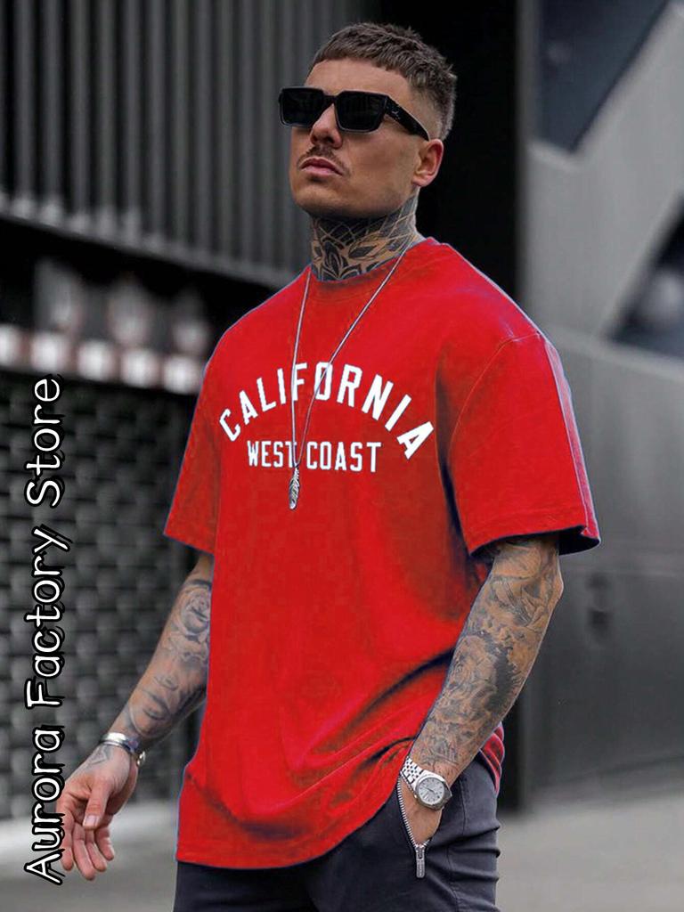 Tricou de Bumbac de Vară pentru Bărbați California Coasta de Vest Topuri Tricouri Modă Masculină cu Litere Camiseta Mânecă Scurtă Îmbrăcăminte Streetwear Harajuku