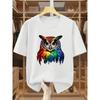 Men'S T-Shirt  with Vibrant Rainbow Owl Print, Comfortable Casual Short-Sleeve Tee for Summer