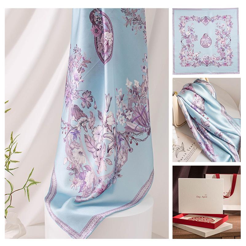 Summer new mulberry silk silk scarf women's outer scarf shawl square scarf versatile cross-border