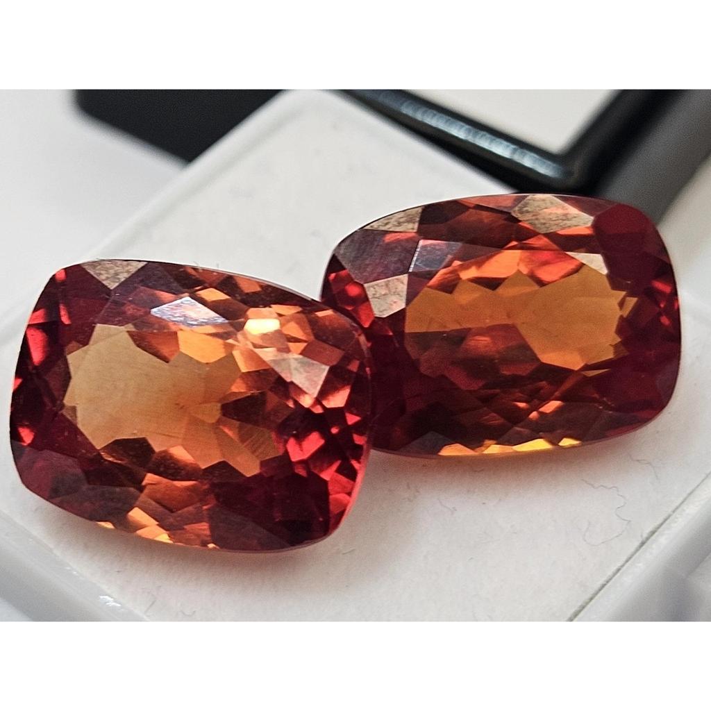 Natural Padparadscha Sapphire For Earring Making Cushion Cut 20 Ct Pair
