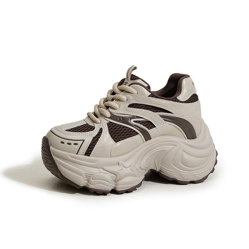 Platform Dad Shoes Women's 2025 Autumn and Winter New Mesh Shoes Muffin Versatile Casual Sports Shoes Inner Height Increase Women's Shoes