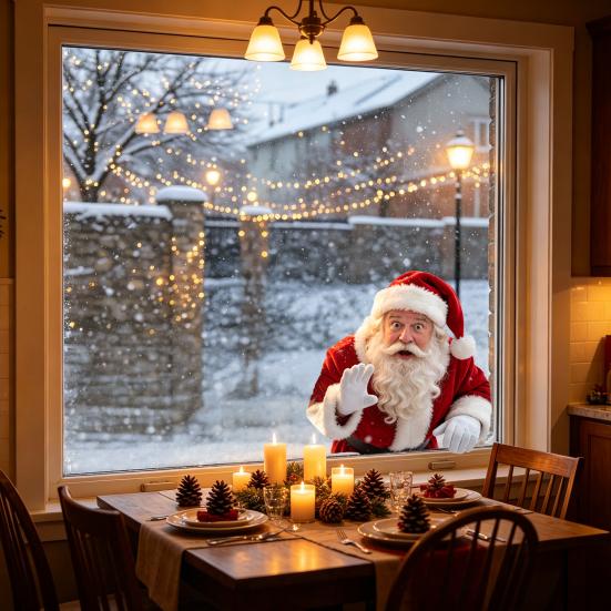 Winter Holiday Store Window Signs Santa Claus Sticker, Static Removable Decal, Waterproof Decorative PVC Film Festive Decal for Home Living
