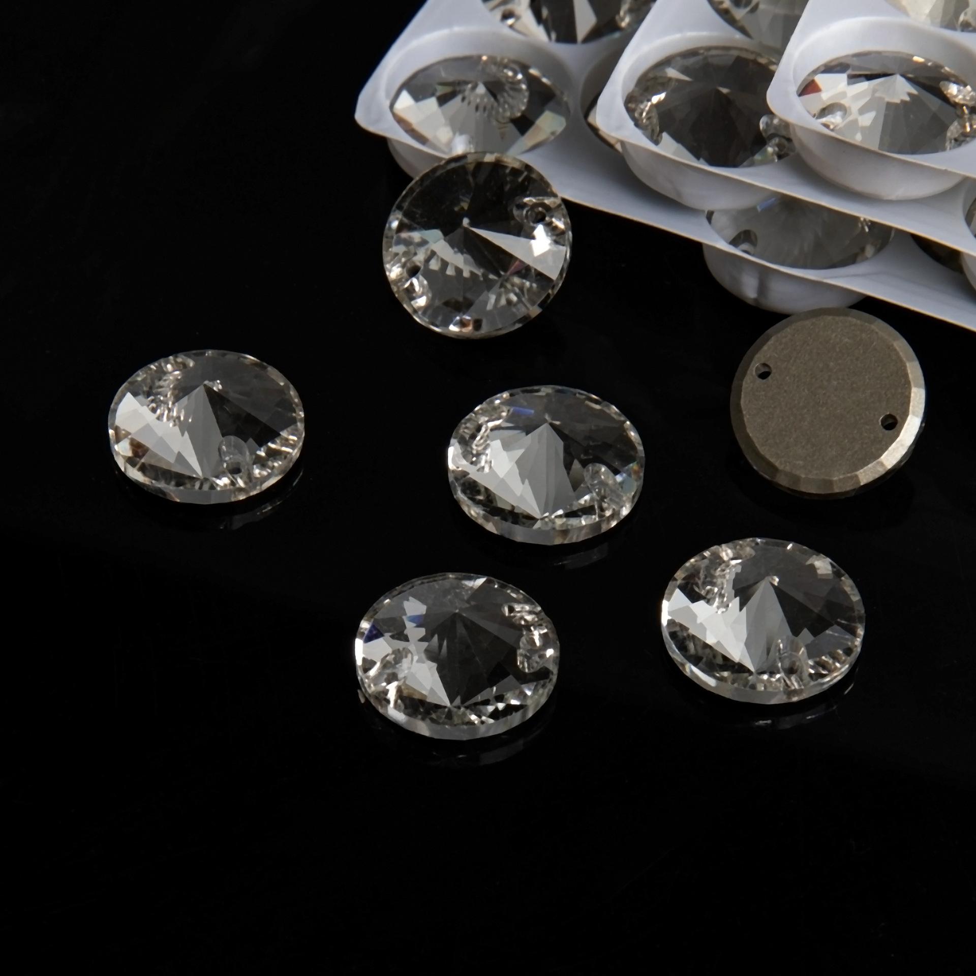 

K9 Мягкий Круглый Заостренный Поверхность Плоское Дно Двойное Отверстие Стекло Ручной Шитье Дрель, Белый Ab Разноцветный Одежда С Бриллиантом Сделай Сам Кристалл 10 * 10Mm 36pcs/bag