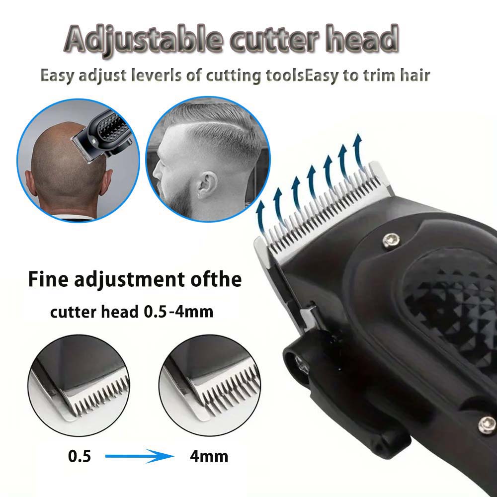 Professional Hair Clipper for Men - Cordless Rechargeable Barber Hair Trimmer Machine Electric Hair Clipper Haircut Grooming Kit
