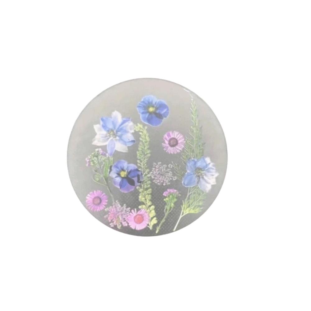 4pcs New 2D Flat Acrylic Coasters Round Wildflower Print Design Table Coaster Colorful Cup Mat Tabletop Decorations