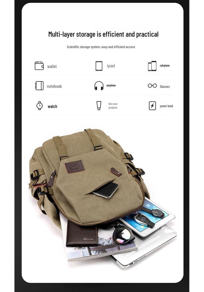 Casual Large Capacity Canvas Backpack for Women & Men - Travel, Work & Laptop Double Shoulder Bag
