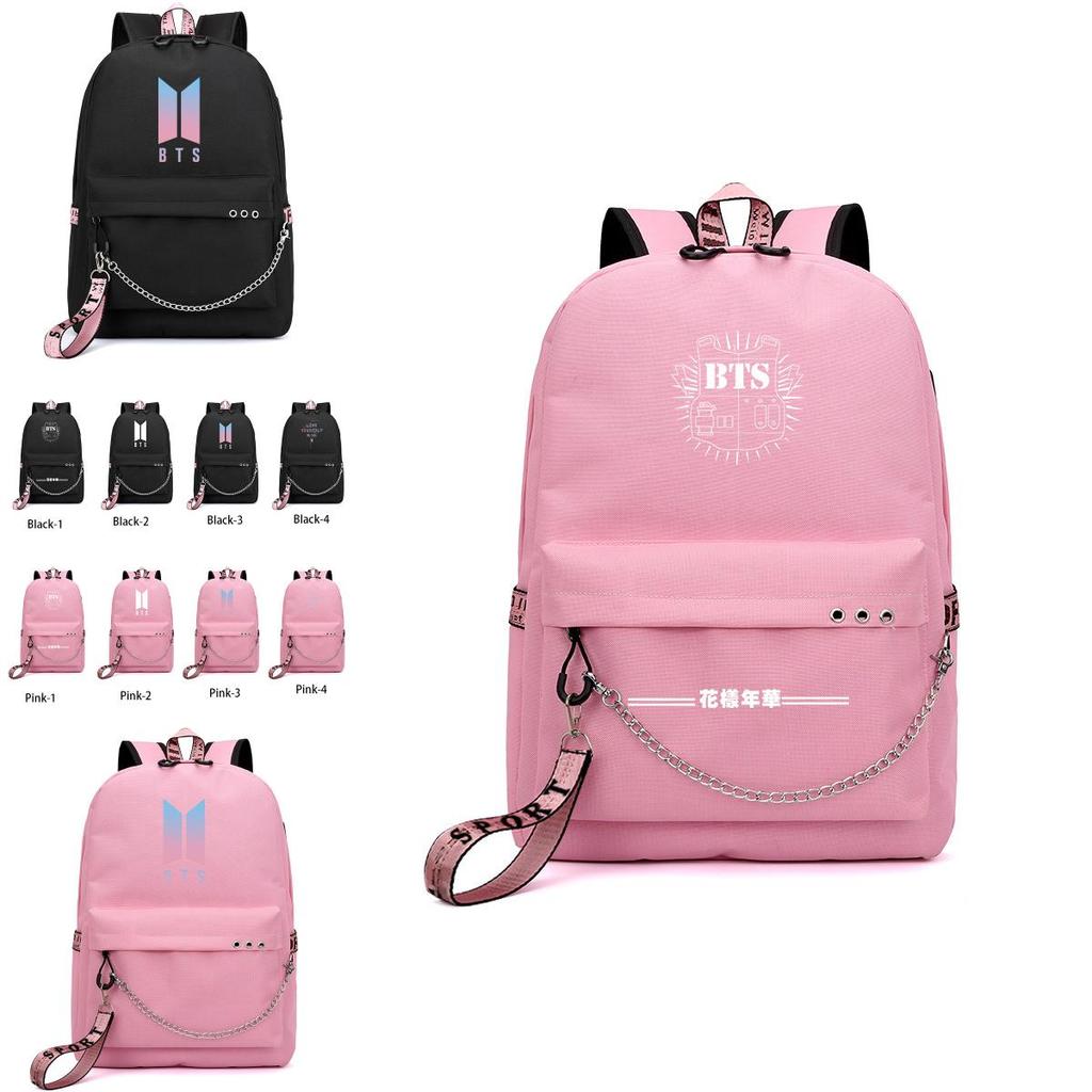 Kpop Bts Backpack Bangtan Boys Canvas School Bookbag With Usb Port And Stylish Design