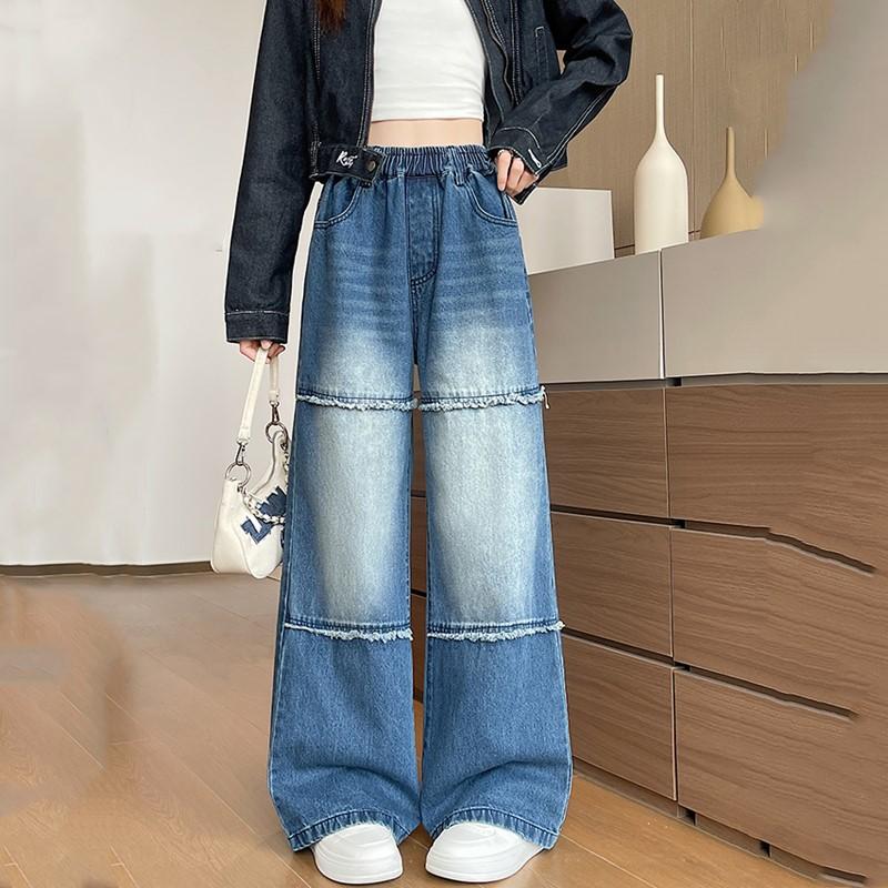 Plus Size Vintage High Waist Casual Loose Women Spring Summer Autumn Jeans Denim Wide Leg Pants