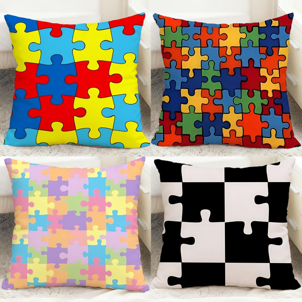 Puzzle Cushion Cover Comfortable Reversible Pillow Cover Ideal for Car Sofa Bedroom Beyond