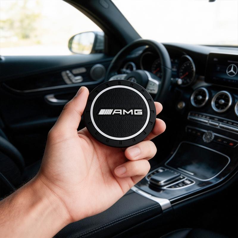 For Benz S-W222Pcs Premium Silicone AMG Car Water Cup Holder Coaster Anti-Slip Mats For Mercedes Benz W213 W204 W205 W177 GLC Auto Accessories
