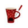 with Fork Chocolate Melting Stove 200ml Ceramic Hot Pot Cup  Christmas Holiday