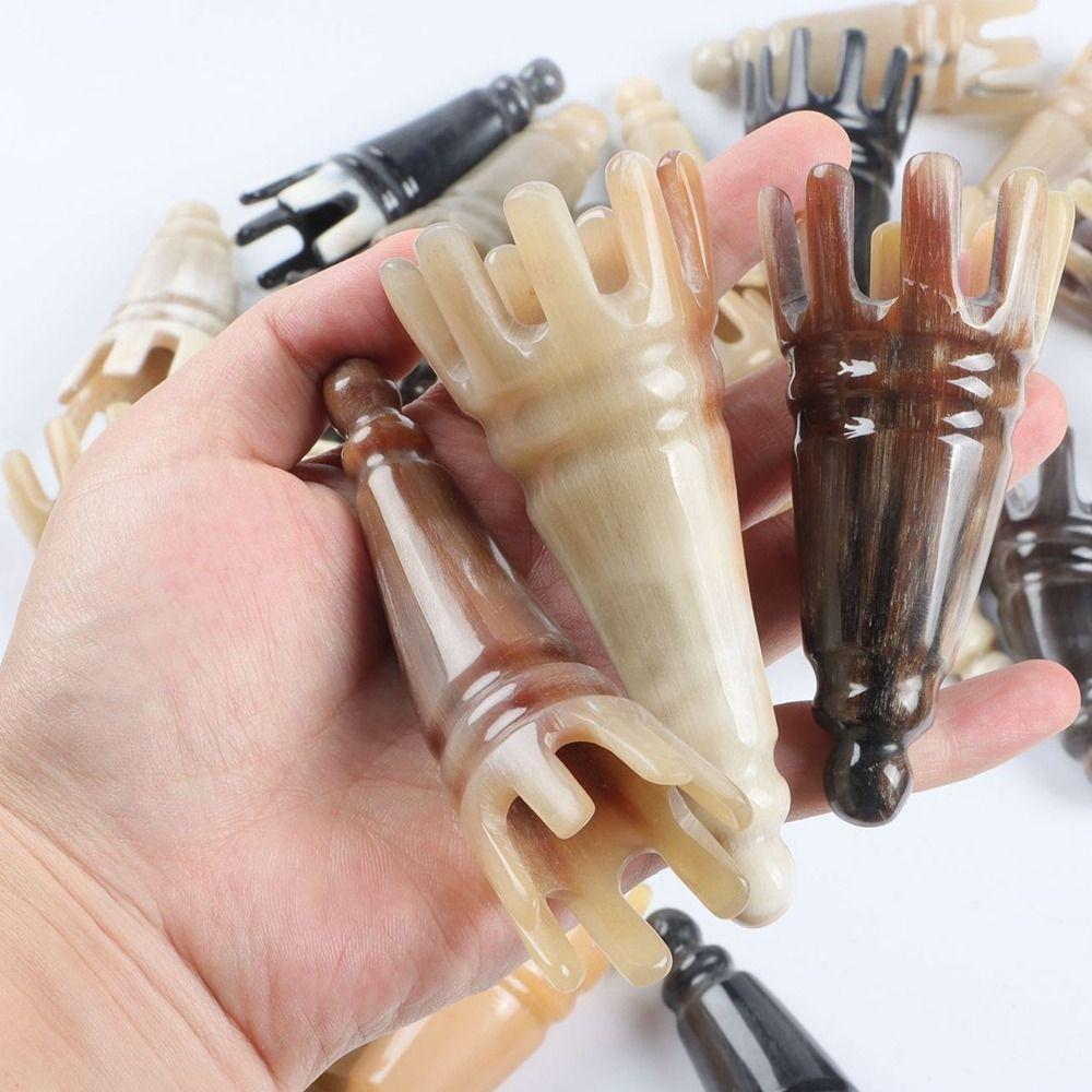 Scalp Massager Brush Ox Horn Massage Comb Scrapping Head Buffalo Horn Meridian Comb  Hair Wash