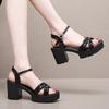 8cm Små Stora Storlekar 33-43 Eleganta Tjockbottnade Lackskor Platåsandaler 2025 Blockhöga Klacksandaler Kontorsmodell