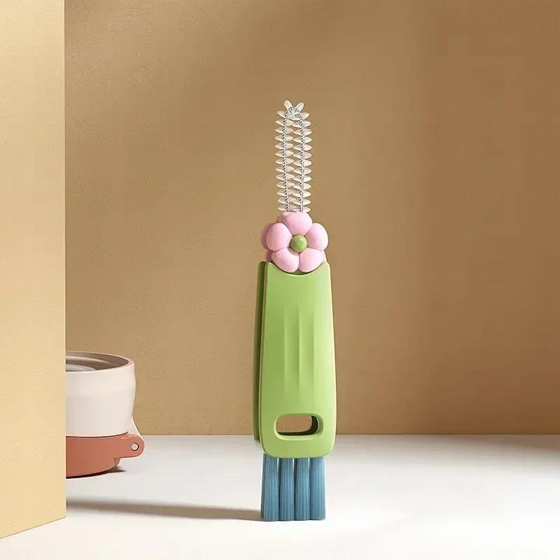 Neuer Multifunktionaler 3-in-1 Tassenreinigungsbürsten Drehbarer Tassenrandbürste Flaschenkappenbürste Haushalts Nutspaltreinigungsbürste