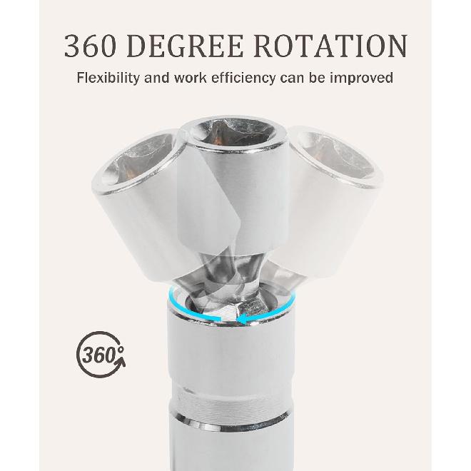 RACOONA Spark Plug Socket Set,14Mm&16Mm Thin Walled Spark Plug Socket,Car Accessories Universal Joint 3/8-Inch Drive 12 Point Magnetic Swivel Socket