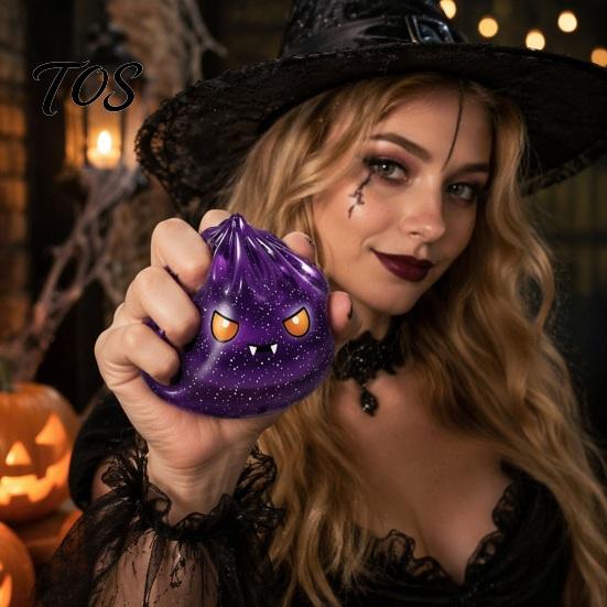 Stress Reduction Sensory Toy 1/6Pcs Halloween Dumpling Relief Toy, Devil Pumpkin Eyeball Skeleton Squeeze Shaped Anxiety Dough Bun Fidget with