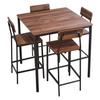 Bar Table, 5PCS 889mm Bars Tables Set, Bar Tables and Chair Set with Rounded Edge Design, Square Pub Table with Four Stools for Living Room, Dining