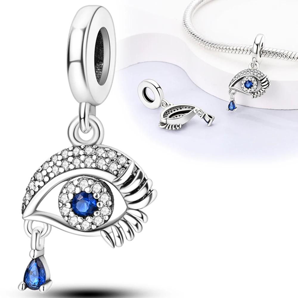 Charm Bead Charms copper Plated Sea Element Eyes Blue Tear Pendants Compatible With Charm Bead Charms Authentic Bracelets Bead Charms Women Jewellery