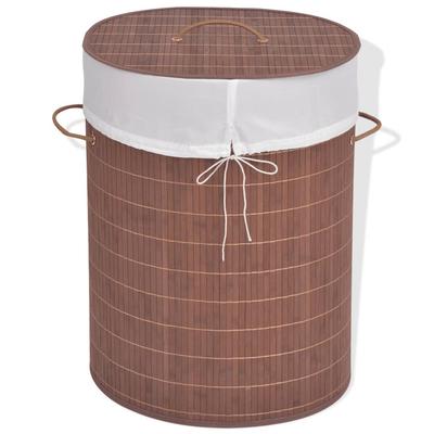 Vidaxl Bamboo Laundry Basket, Oval, Brown