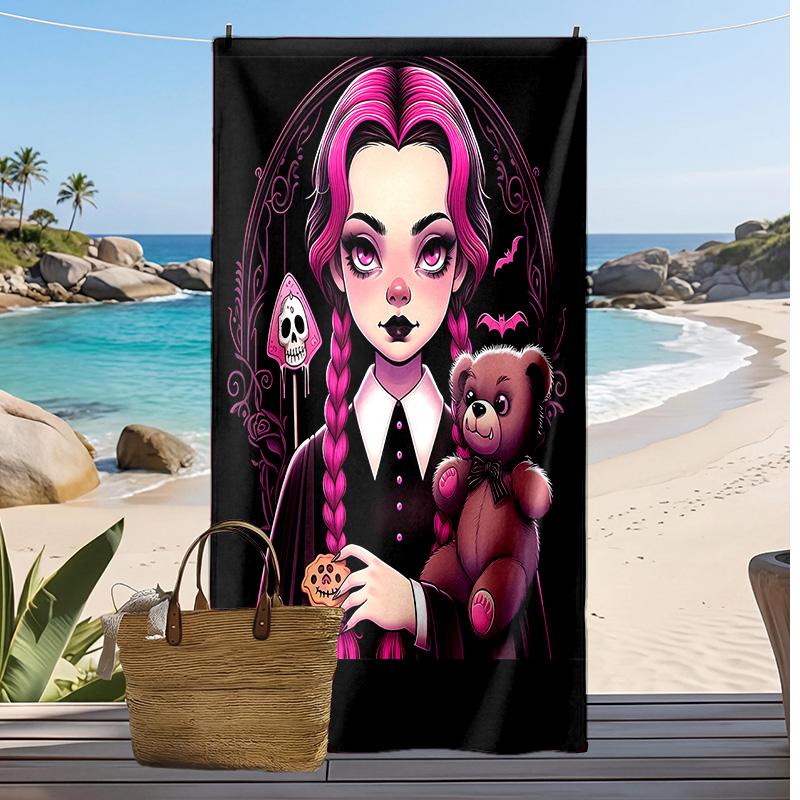 Wednesday tv Printed Quick Dry Beach Towel Super Absorbent Soft Lightweight Bath Towel for Pool Summer Travel