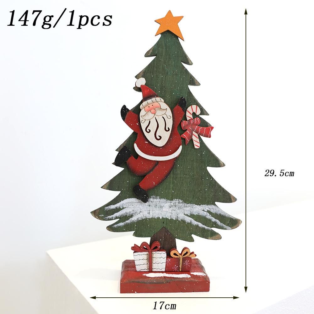 Ornamenti Natalizi Retro in Legno con Albero di Natale e Pupazzo di Neve per Decorazioni Domestiche