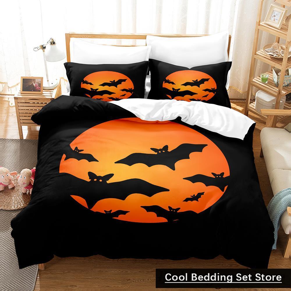 New Halloween Flying Vampire Bedding Set Single Twin Full Queen King Size Bed Set Adult Kid Bedroom Duvetcover Sets Anime Bat