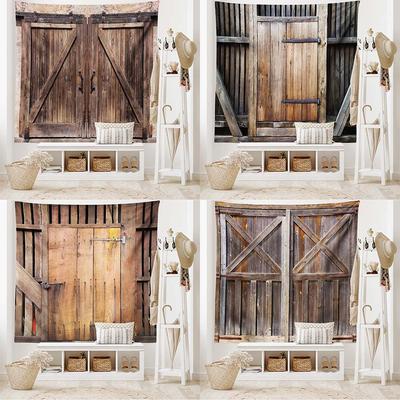 Tapisserie rustique à motifs imprimés pour porte de grange en bois, décoration murale de maison, chambre à coucher, salon, dortoir, tissu de fond