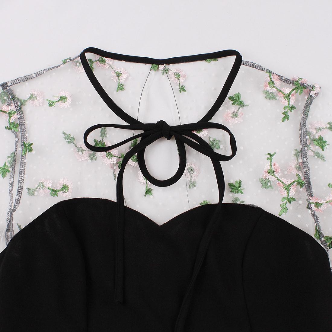 Женские платья с запахом Сетка с коротким рукавом с цветочной вышивкой в ​​горошек — фото 12