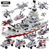 Navy Aircraft Carrier Building Blocks Military Tanks Ships Airplanes Model Warships Building Blocks Assembly Toy Set for Boys
