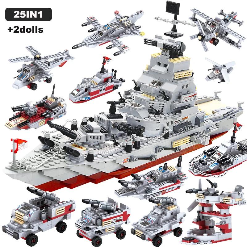 Navy High-Standard Aircraft High-Standard Carrier High-Standard Assembly Construction-Blocks Military-Themed Premium-Quality Tanks High-Standard