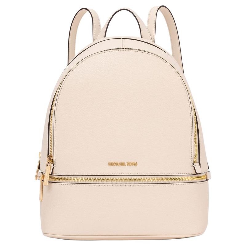 MICHAEL KORS Rhea Zip Classic Simple Design Metal Logo LOGO Large Capacity Cowhide Backpack Medium Women s Light Cream золотой
