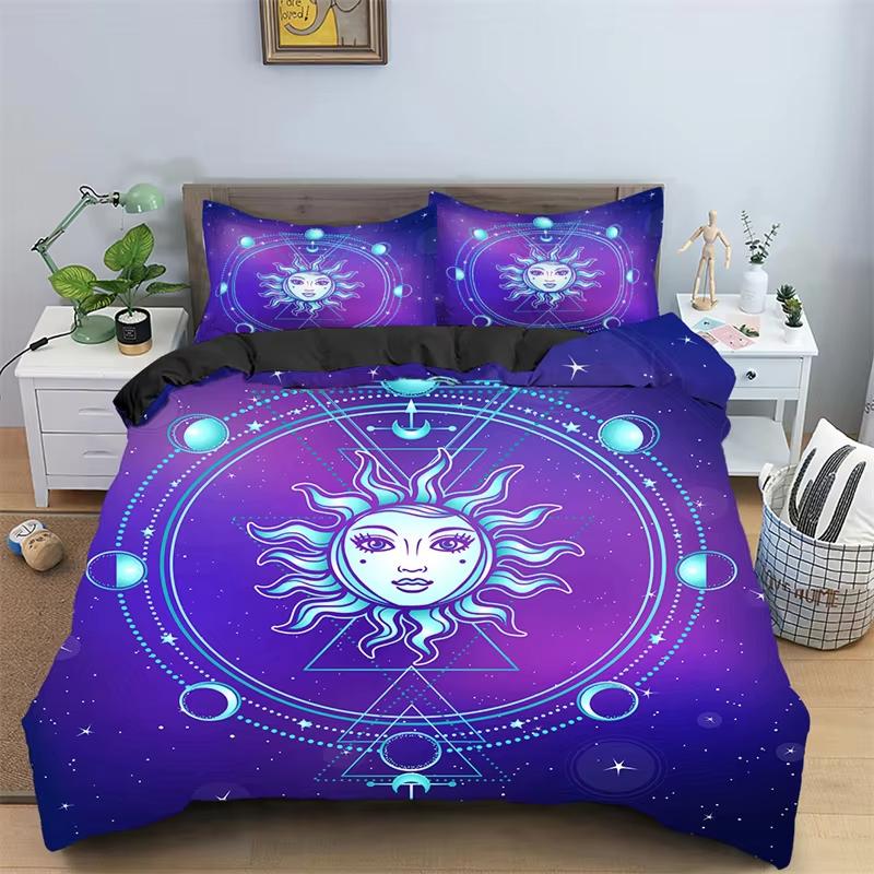 

Comforter Boho Sun Stars Galaxy Astrology Constellation Bedding Set Microfiber Bohemian Queen Twin For Kids Adults Comforter (quilt)-EU Single(135*200cm)3pcs