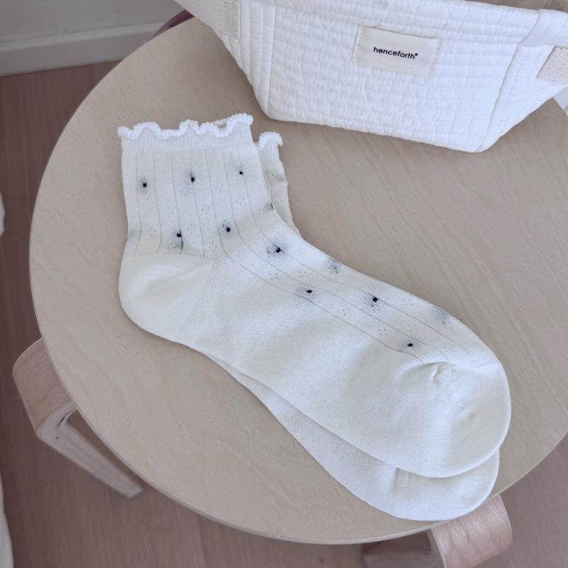 Summer Polka Dot Lace Short Socks, Sweet Socks, Women's Thin Breathable Boneless Socks