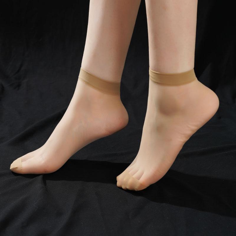 10 párů dámských průhledných letních ponožek ultratenkých elastických křišťálově zdobených kotníkových ponožek na jaro-léto pro běžné denní nošení