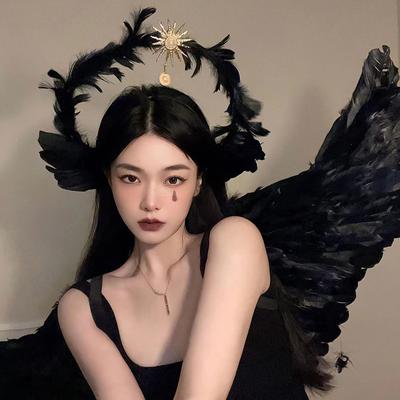 Elf Feather Headband Angel Goddess Headpiece Wings Baroque Feather Tiara Headwear Party Costumes