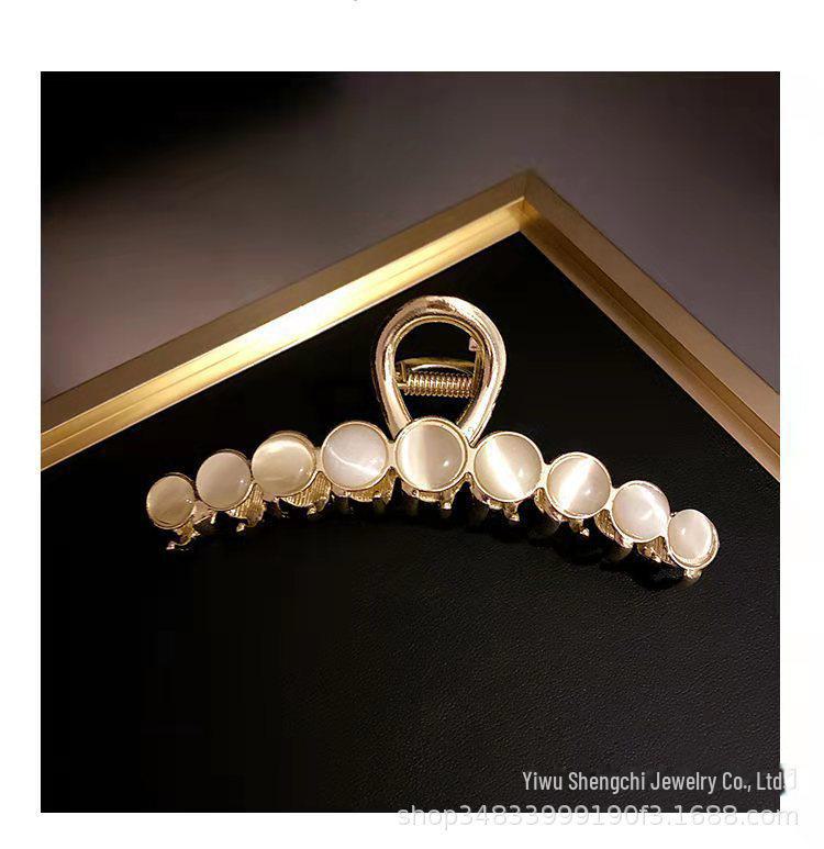 

Корейская шпилька для волос с кошачьим глазом и жемчугом, украшенная стразами - металлический гальванизированный аксессуар для волос акулы