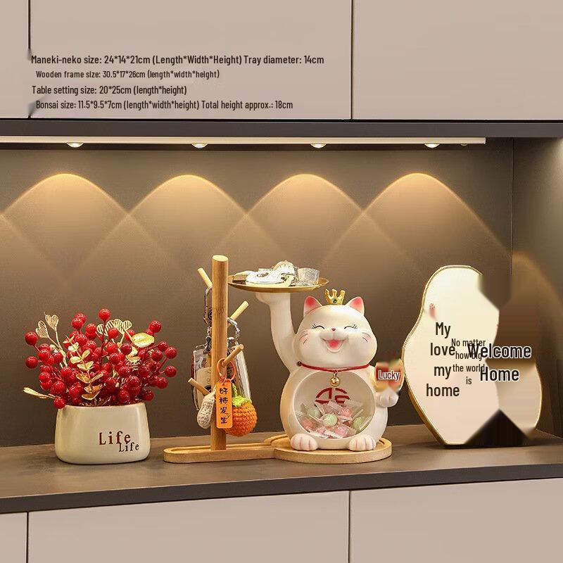 Ruijie Cartoon Lucky Cat Storage Entryway Decor Set